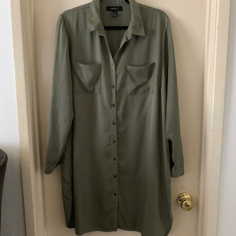 Long sleeve button down shirt dress
